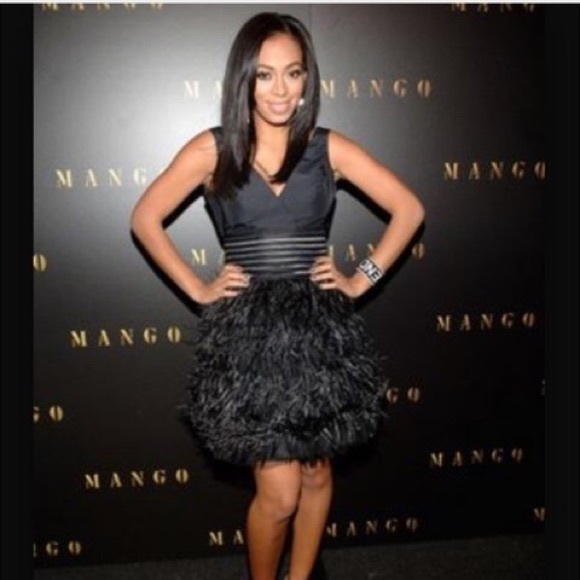 Mango Dresses & Skirts - 💥FLASH SALE💥 Mango LBD satin & feather